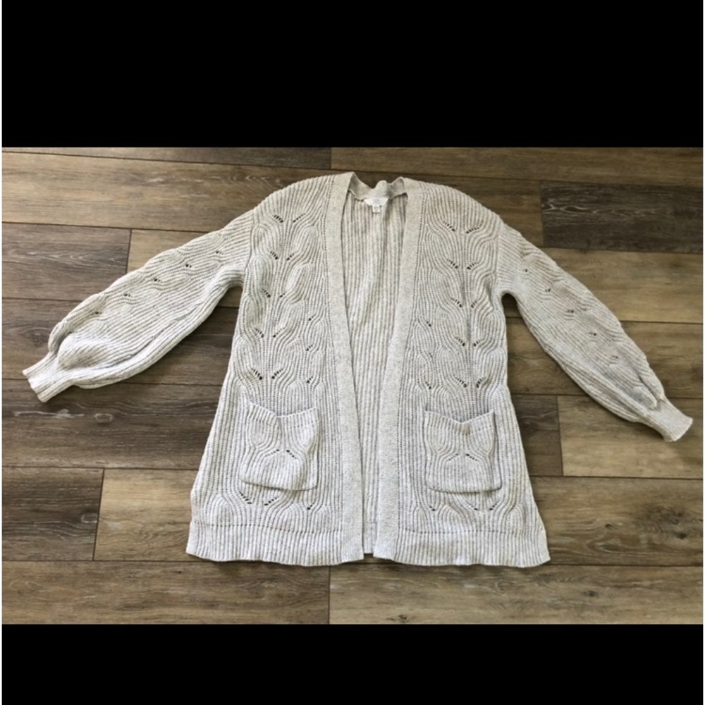 Open front chunky knit pocket oversized sweater size L 12/14